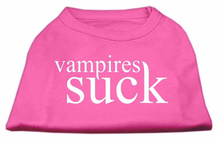 Vampires Suck Screen Print Shirt Bright Pink XS